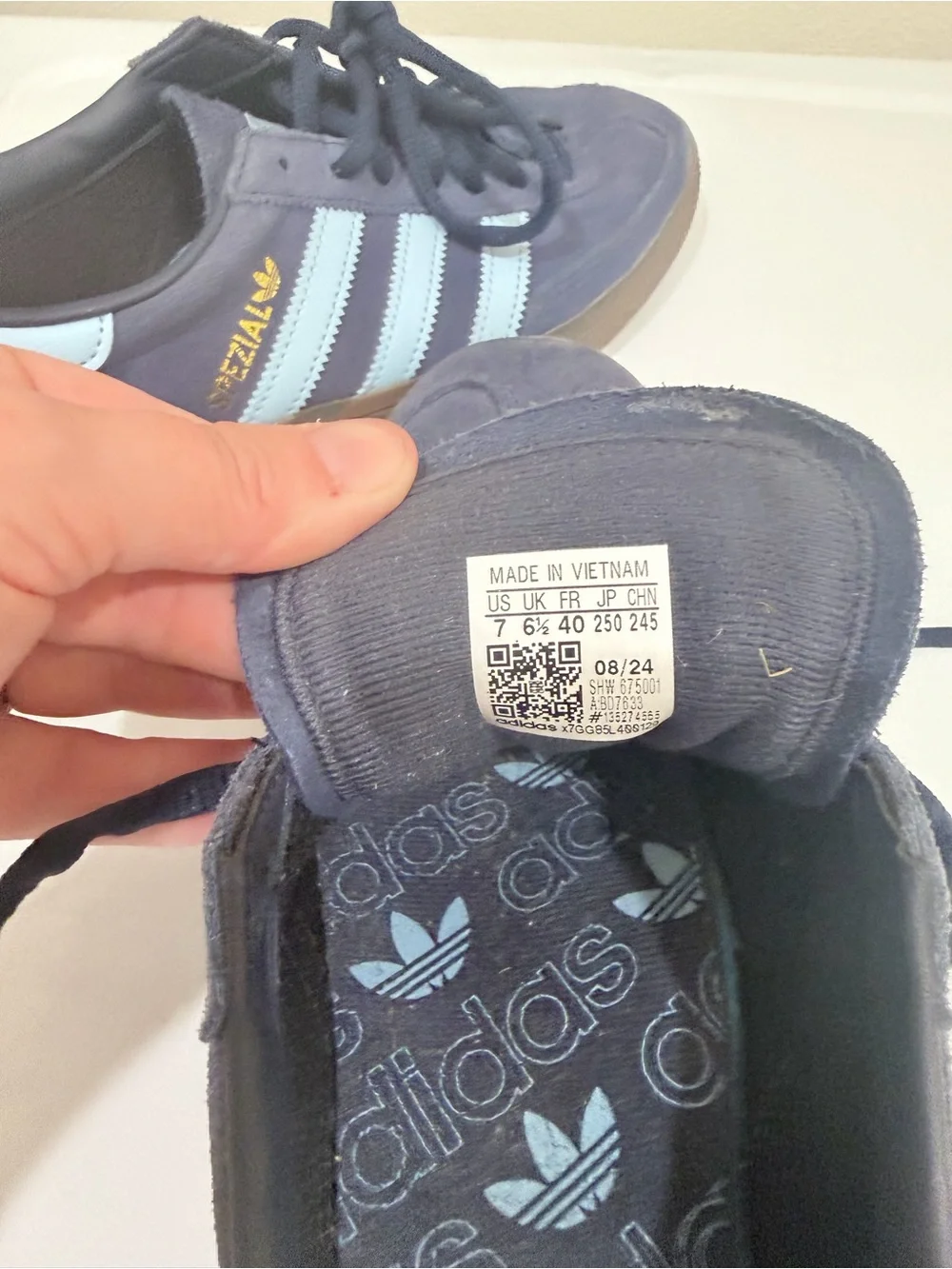 adidas Men’s Suede Sneakers in Navy with Light Blue Stripes